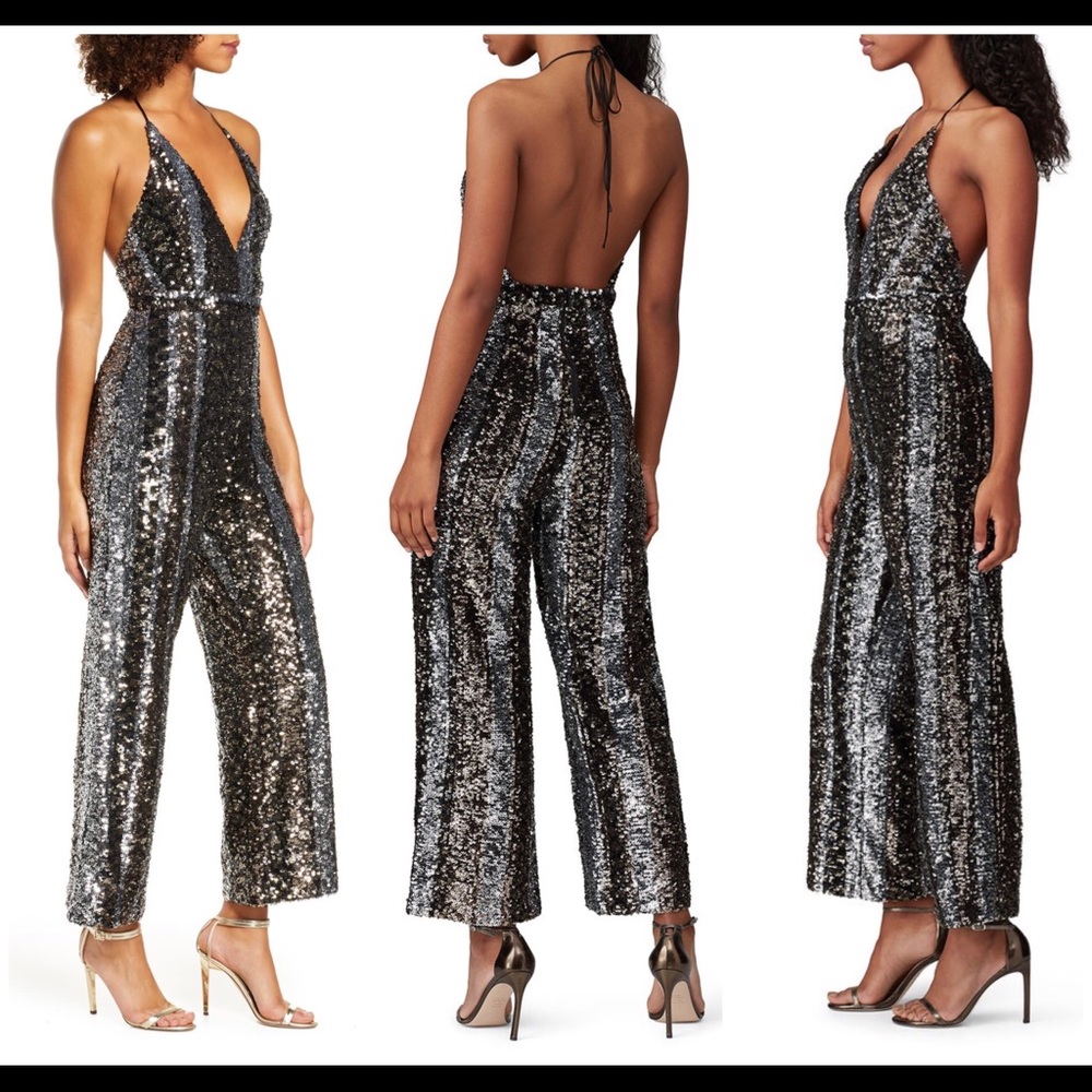 NWT BARDOT Disco Sequin Jumpsuit